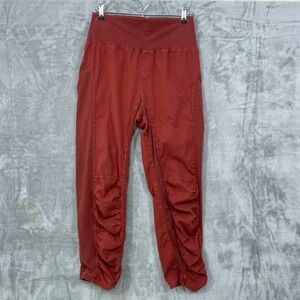 XCVI Wearables Women's Size M  Ruched Cropped Pants Pull-On Cotton Rust Orange
